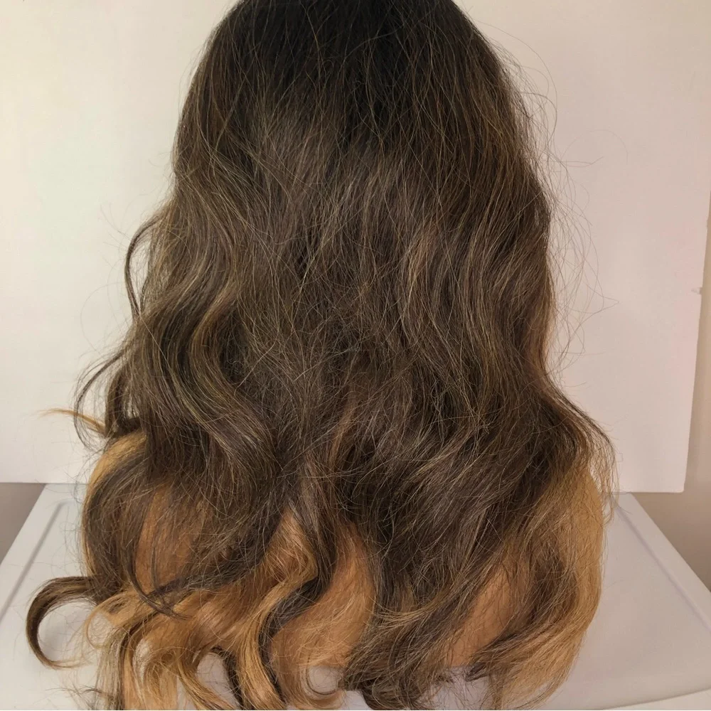 Ash PERFECT Blonde & Brown VALENTINO Long Straight Lace Wig Color FFHOTCHOCO